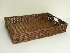 CORBEILLE RECTANG. POLYPRO MARRON POIGNEES INCURVEES 59.5X40X10 CM (1 U)