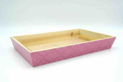 CORBEILLE RECTANGULAIRE EN BOIS DECO CONTOUR ROSE 33.5X21.5X5CM (1 U)