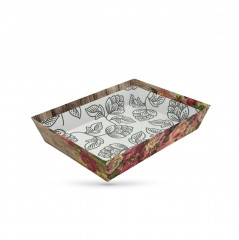 CORBEILLE CARTON RECTANGULAIRE DECO « FLORAL » 36X27X7 CM (1 U)