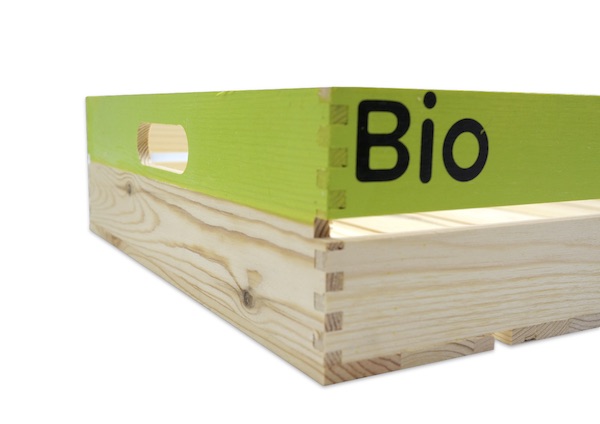 CAGETTE EN BOIS ET VERT AVEC LOGO BIO 60X40X12 CM (1 U )