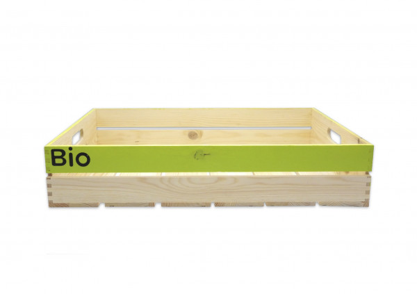 CAGETTE EN BOIS ET VERT AVEC LOGO BIO 60X40X12 CM (1 U )