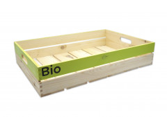 CAGETTE EN BOIS ET VERT AVEC LOGO BIO 60X40X12 CM (1 U )