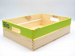 CAGETTE EN BOIS ET VERT AVEC LOGO BIO 40X30X12 CM (1 U )