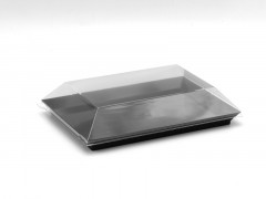 BARQUETTE CUBIK PLATE LID AVEC COUVERCLE TRANSPARENT 18X13 CM (100 U)