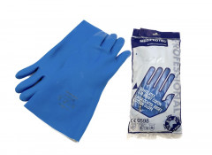 PAIRE DE GANTS LATEX BLEU MENAGE PREMIUM INTERIEUR JERSEY/COTON TAILLE M (1 U)