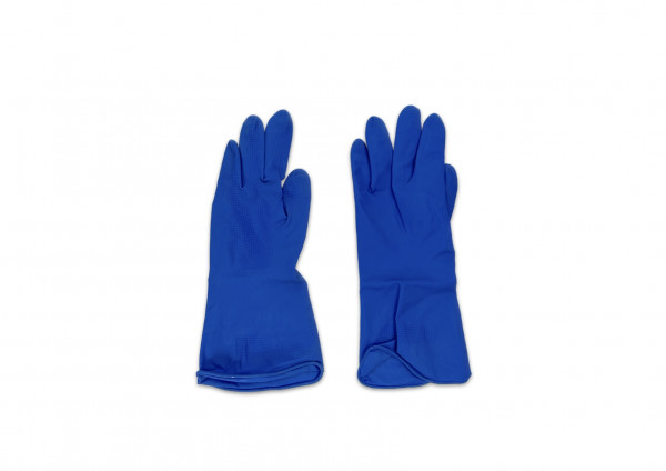 GANTS DE MENAGE BLEUS LATEX SATINÉ PREMIUM INTERIEUR JERSEY/COTON TAILLE M (12U)