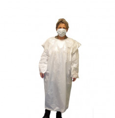 TABLIER SUR BLOUSE EN PLASTIQUE LDPE BLANC 70x120 CM 35µ (200 U)