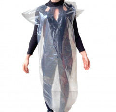 TABLIER SUR BLOUSE EN PLASTIQUE LDPE TRANSPARENT 70x120 CM 35 MICRONS (50 U)