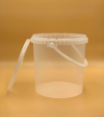 SEAU TRANSPARENT ALIMENTAIRE 10L AVEC COUVERCLE D.27/22.5XH.26.5CM (1 U)