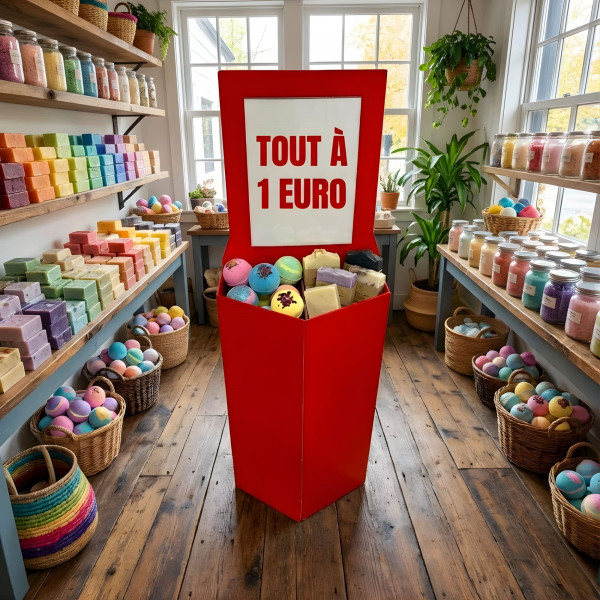 PRESENTOIR EN CARTON ROUGE 54X48X80 CM HAUTEUR TOTALE=135 CM (5 U)