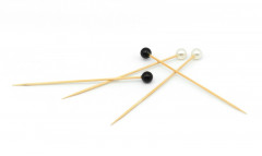 PIQUES BROCHETTES BAMBOU PERLE BLANCHE ET NOIRE 12 CM (100 U)