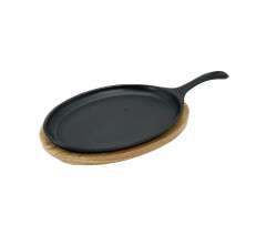 MINI POÊLE EN FONTE EMAILLEE SUR SUPPORT BOIS 24,5X18 CM (1 U)