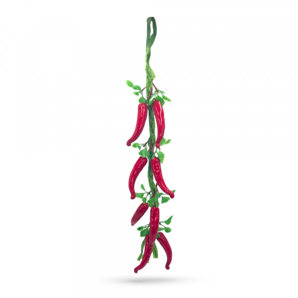 GRAPPE DE PIMENT LEGUME DE DECORATION IMITATION REALISTE COULEUR ROUGE (12 U)