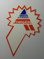 ETIQUETTE BLANCHE/ROUGE « VIANDE BOVINE FRANCAISE » L.16XD.10 CM (10 U)