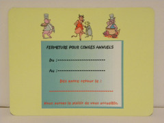 ETIQUETTE « FERMETURE POUR CONGÉS ANNUELS » BOUCHERIE 150X200 MM (1 U)