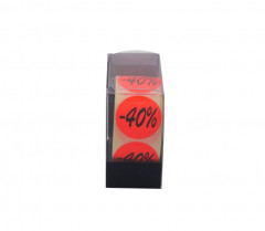 ETIQUETTE RONDE PAPIER ADHESIVE D.36 MM ROUGE REMISE « -40% » (500 U)