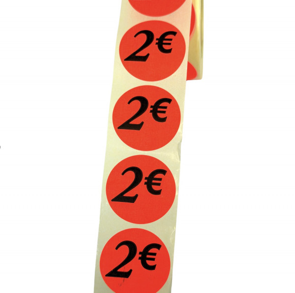 ETIQUETTE ADHESIVE ROUGE 2 Ø3.6 CM (500 U)