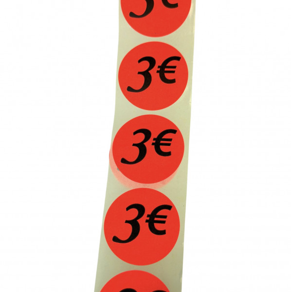 ETIQUETTE ADHESIVE ROUGE 3 Ø3.6 CM (500 U)