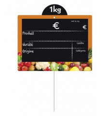 ETIQUETTE NOIRE LISERE ORANGE PRIMEUR A PIQUE+DISQUE 11X15 CM (1454) (10 U)