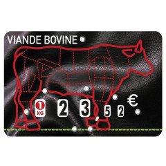 ETIQUETTE NOIRE/ROUGE VIANDE BOVINE A PIQUE 8X12 CM (1610) (10 U)
