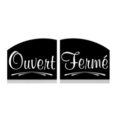 ETIQUETTE NOIRE OUVERT/FERME 15X12 CM R/V (2406) (1 U)