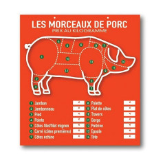 TABLEAU ORANGE « LES MORCEAUX DE PORC » 49X45 CM (3777) (1 U)