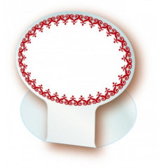 CHEVALET DE TABLE OVALE BLANC DENTELLE BORDEAUX 7X5 CM (9010) (10 U)