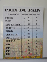 PANNEAU PRIX DU PAIN  40X30 CM CHAMP DE BLE (1 U)