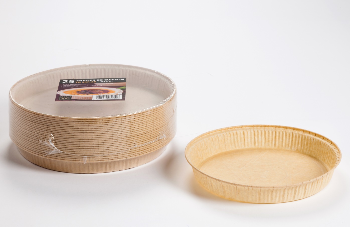 MOULE ROND EN PAPIER CUISSON BIO D.246xH.23 MM 835 ML (25 U) - Sophissac