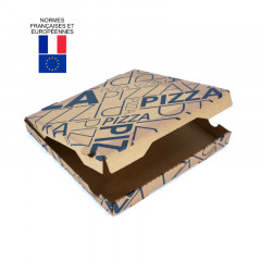 BOITE A PIZZA KRAFT PURE PATE NORMES AFNOR IMPR. BLEUE MARINE 290X35 MM (100 U)