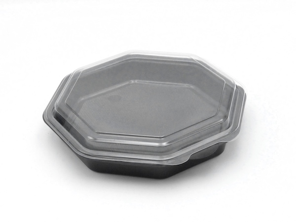 ASSIETTE NOIRE AVEC COUVERCLE TRANSPARENT 1064 ML 23X23X5 CM (50 U)