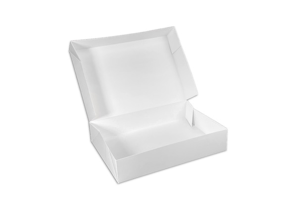 BOITE CARTON COMPACT BLANC 28X20X6 CM POUR PLATEAU TRAITEUR (25 U)