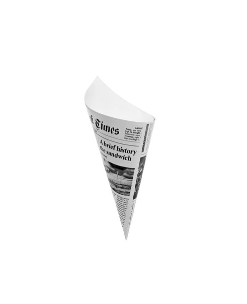 CONE « TIMES » EN CARTON RIGIDE RECYCLABLE Ø50 X H135 MM (100 U)